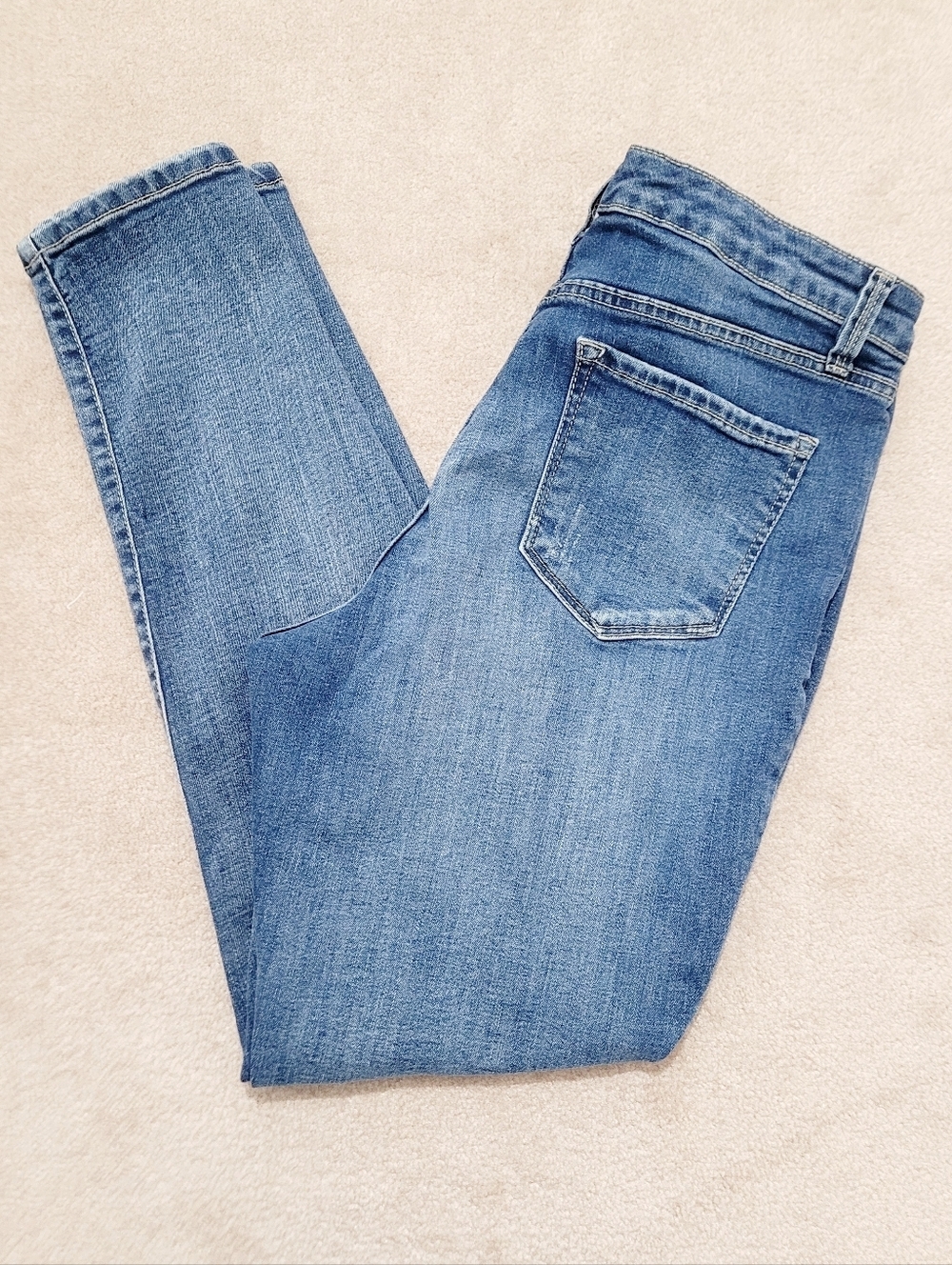Nine West Gramercy Skinny Jeans Womens Size 12 Distressed Stretch Blue Denim - Picture 9 of 15